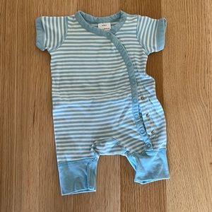 Hanna Andersson blue and white striped onesie, preowned, size NB